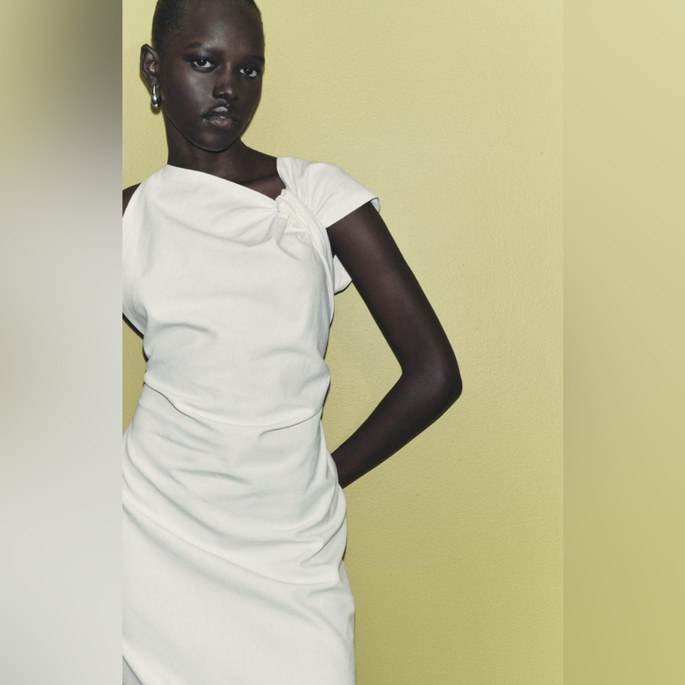 NWT ZARA LINEN BLEND KNOTTED DRESS ZW COLLECTION - Picture 3 of 12